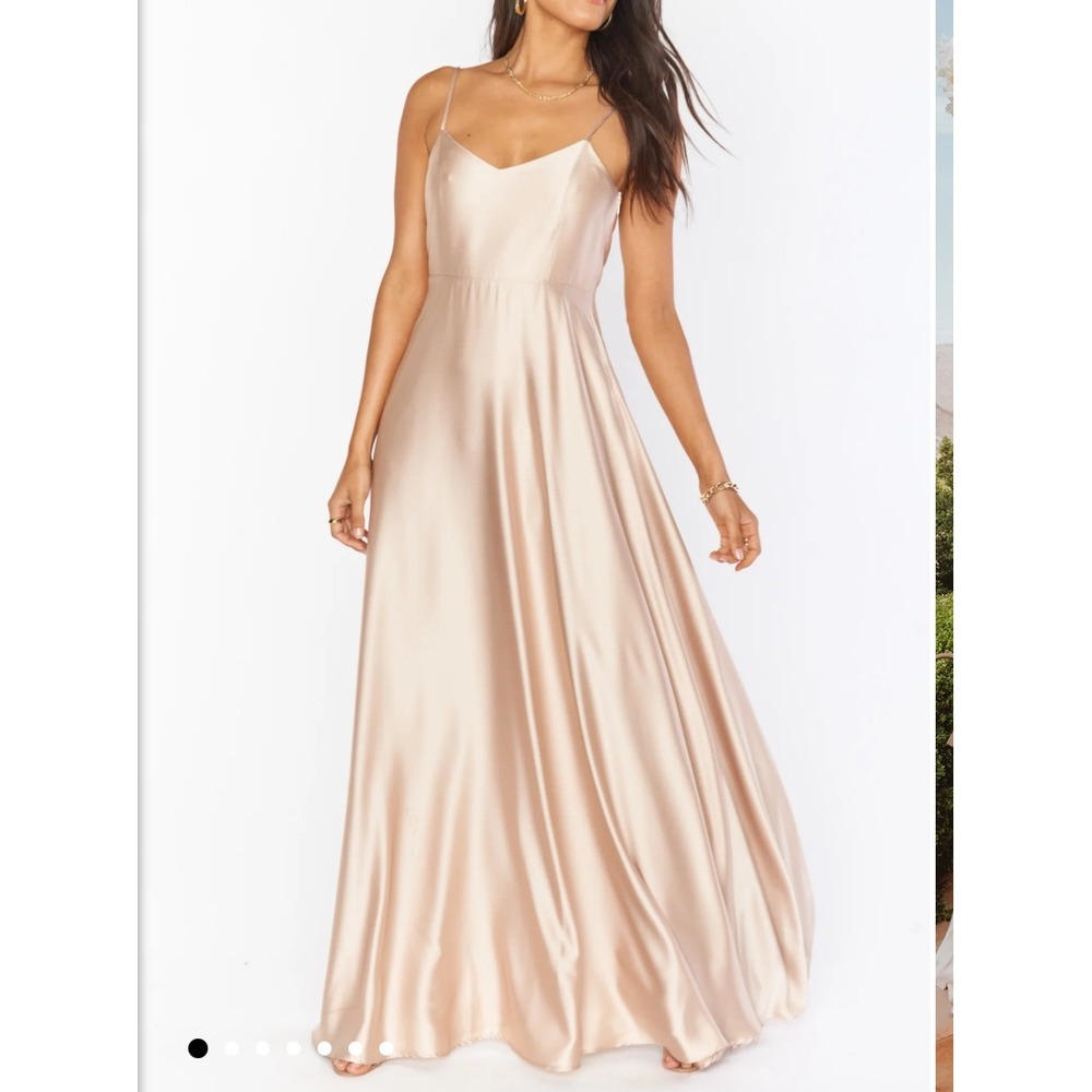 Show‎ Me Your Mumu Faith Maxi Dress Champagne Satin cocktail wedding XL